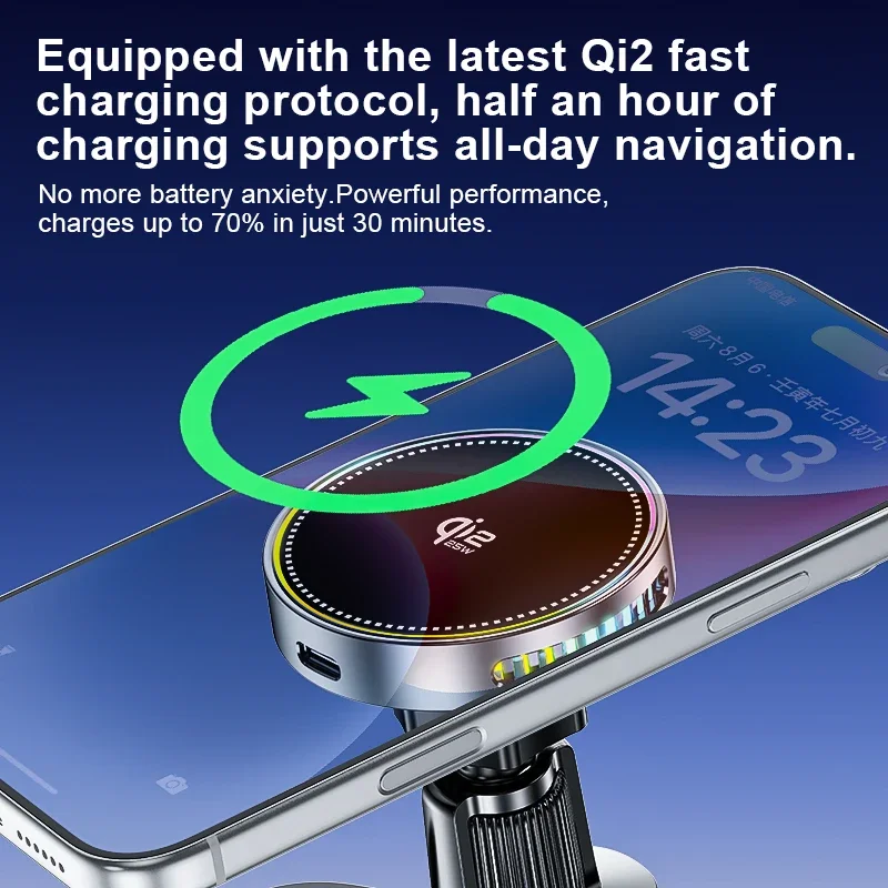 Qi2 25W Magnetic Wireless Charger Stand with Air-Cooling Fan and Car Charger