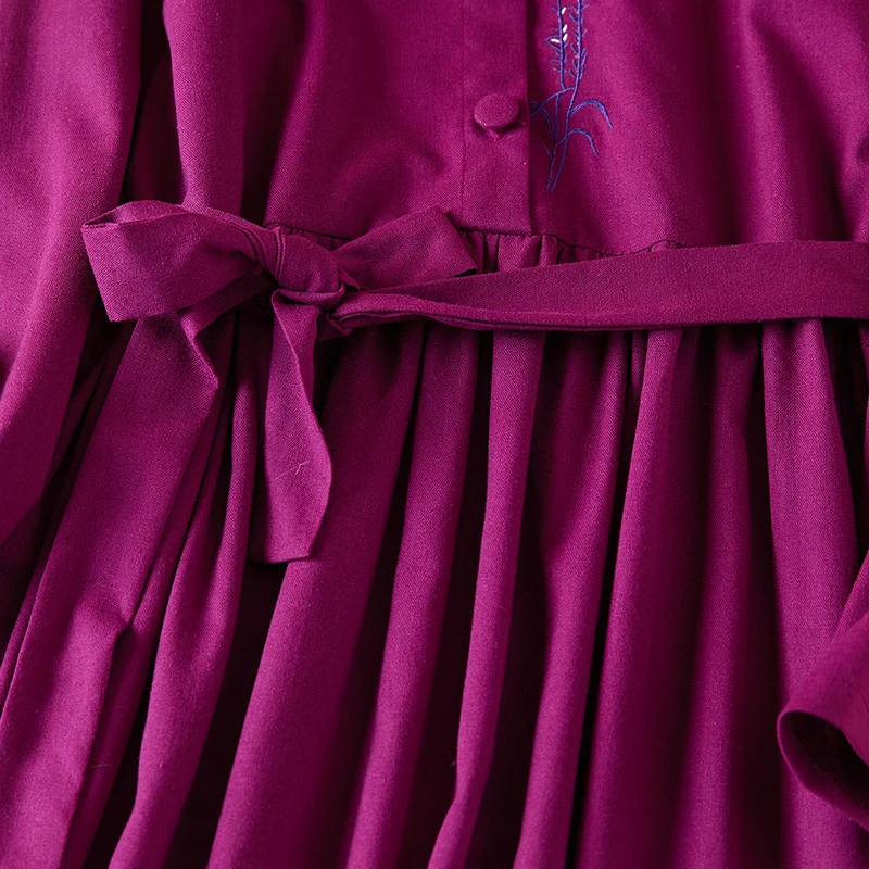 Autumn Winter Cotton Linen Embroidery Long Sleeve Dresses For Women Vintage Casual Loose Elegant Dress Ladies Fashion Clothing