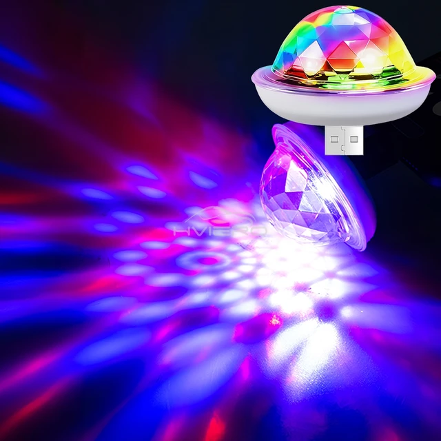 1PCS Car Led Auto USB Ambient Light DJ RGB Mini Colorful Music Sound USB-C Interface IOS Holiday Party Karaoke Home Welcome Lamp 2