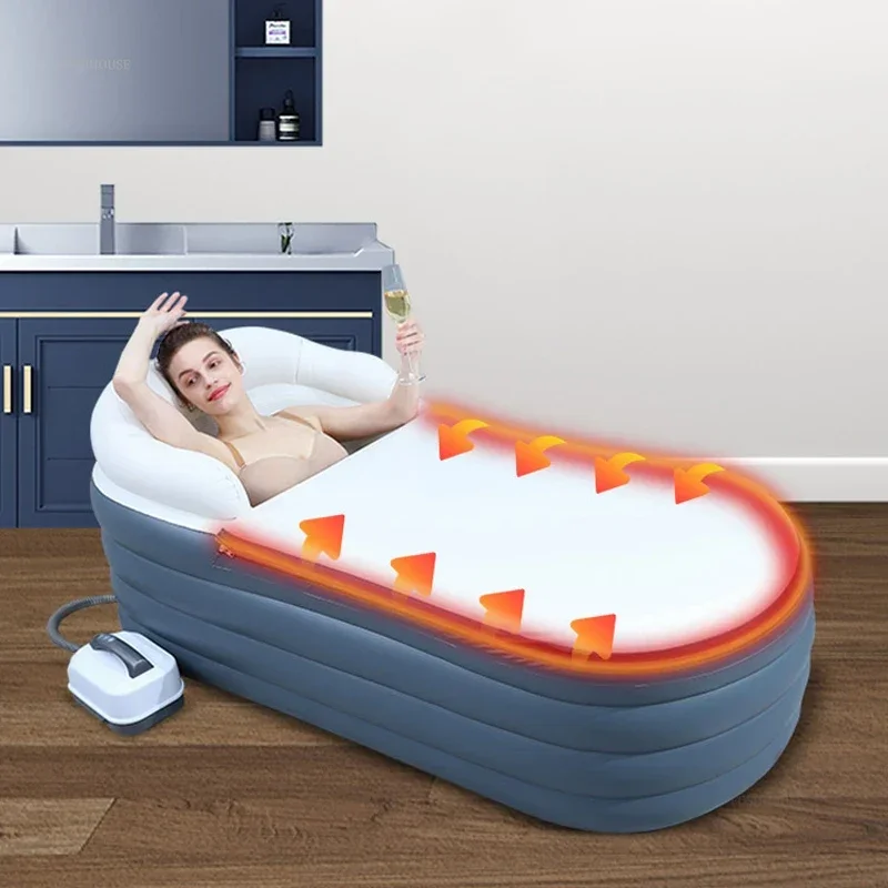 Insulated Inflatable Massage Bathtub Hydrotherapy Machine Wave Bath Pool Simple Folding Adult Portable Bathtub Household TubZAQ