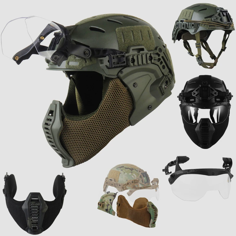 Airsoft Full Covered Helmets with Removable Mask Goggles Outdoor Hunting Tactical Wendy 3.0 Full Protection Helmet Training Gear - 3