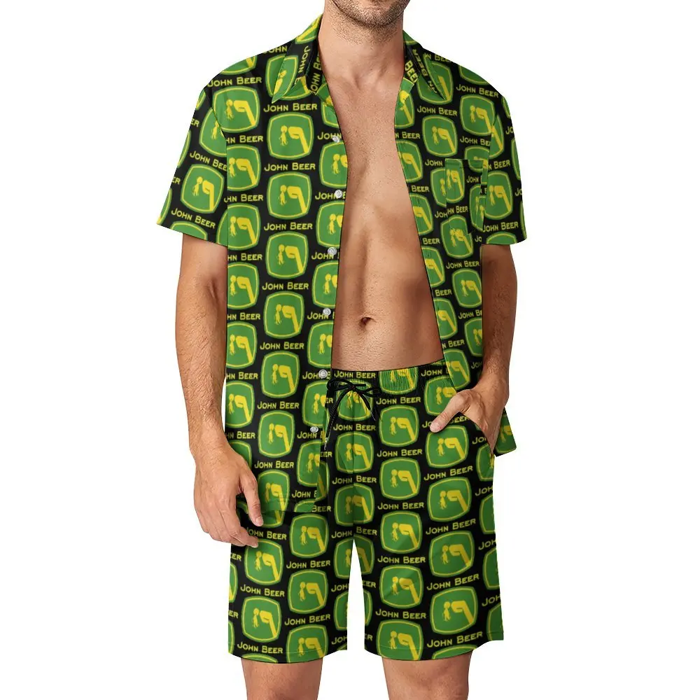 

2 Pieces Coordinates John Beer High Quality Men's Beach Suit Novelty Shopping USA Size