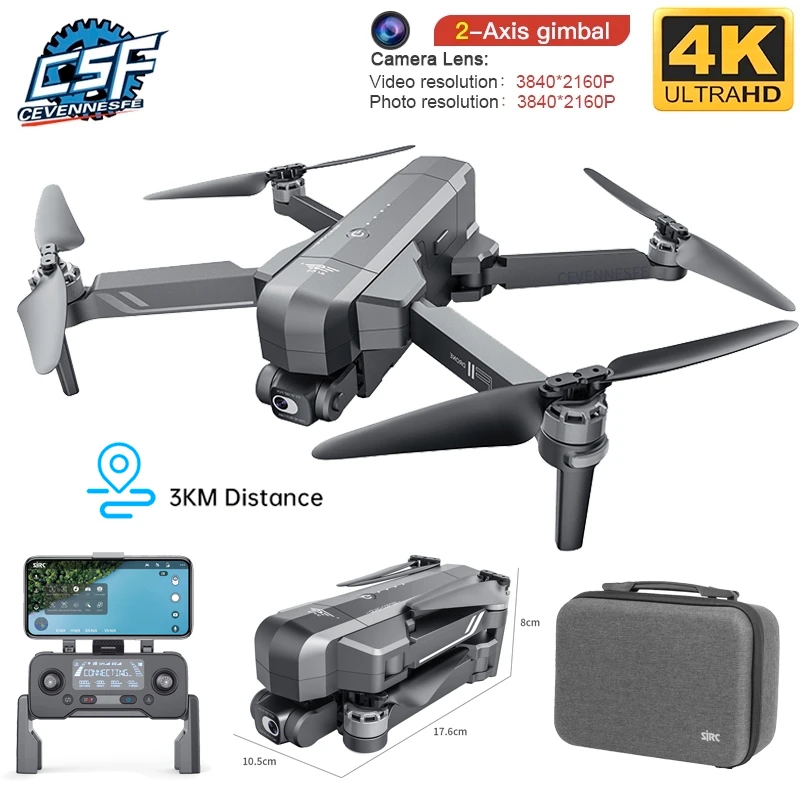 CSF F11S Pro Drone 4k Profesional Camera 3KM WIFI GPS EIS 2-axis Anti-Shake Gimbal FPV Brushless Quadcopter RC Helicopter Dron best RC Helicopters