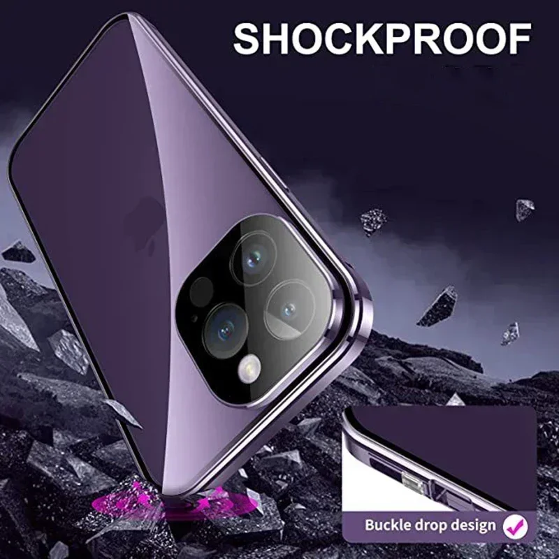 Premium Double-Sided Magnetic Privacy Case with Full Lens Protection and Snap Lock Cover