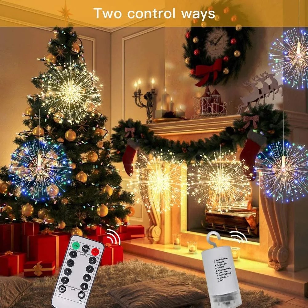 LED Copper Wire Firework Lights, 8 Modes Fairy Starburst Light with Remote Outdoor Decorations for Home, Party, Cafe, Wedding 3