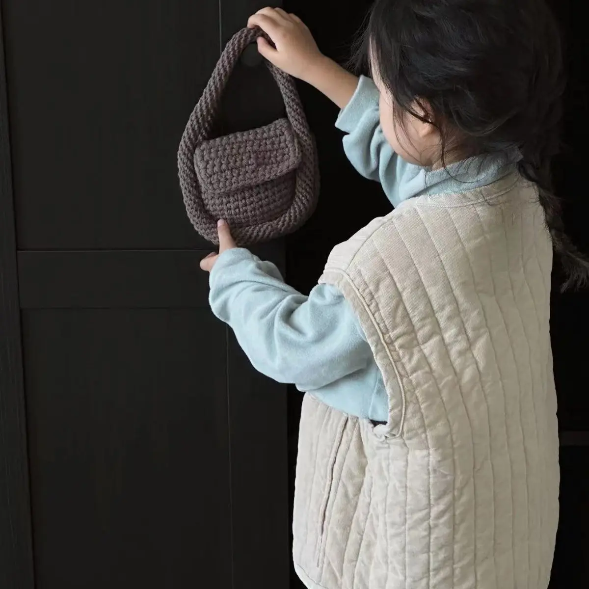 Kids Girls Knitted Hand Bags 2024 New Fashion Children Casual Cute Shoulder Bags Baby Girls INS Photograph Clothing Korean Style 3