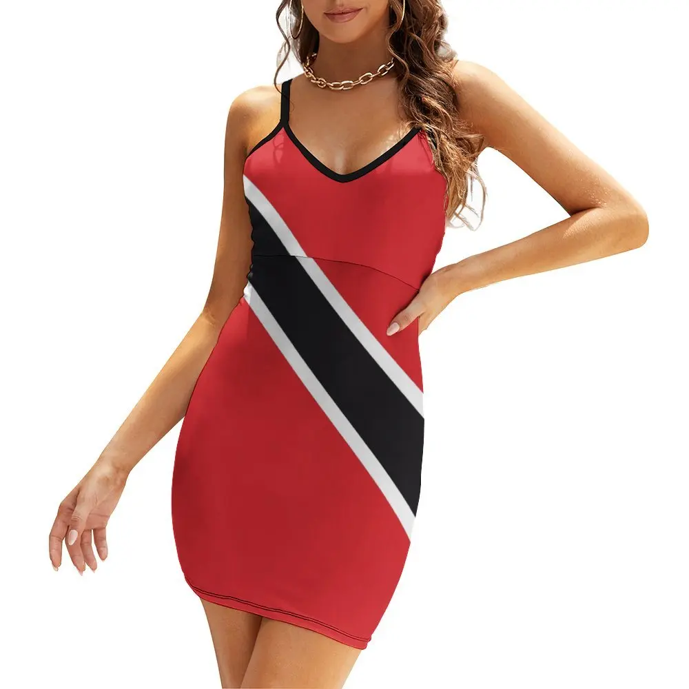 

Sexy The Trinidad And Tobago Flag Women's Sling Dress Nerd Cocktails Woman's Dress Strappy Dress Creative
