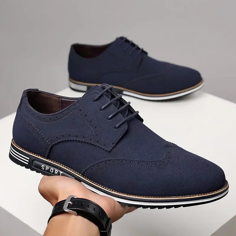 Men Faux Suede Shoe Lace Up Oxford Shoe for Men Flat Fashion Sneaker Man Autumn Breathable Comfortable Casual faux suede shoes