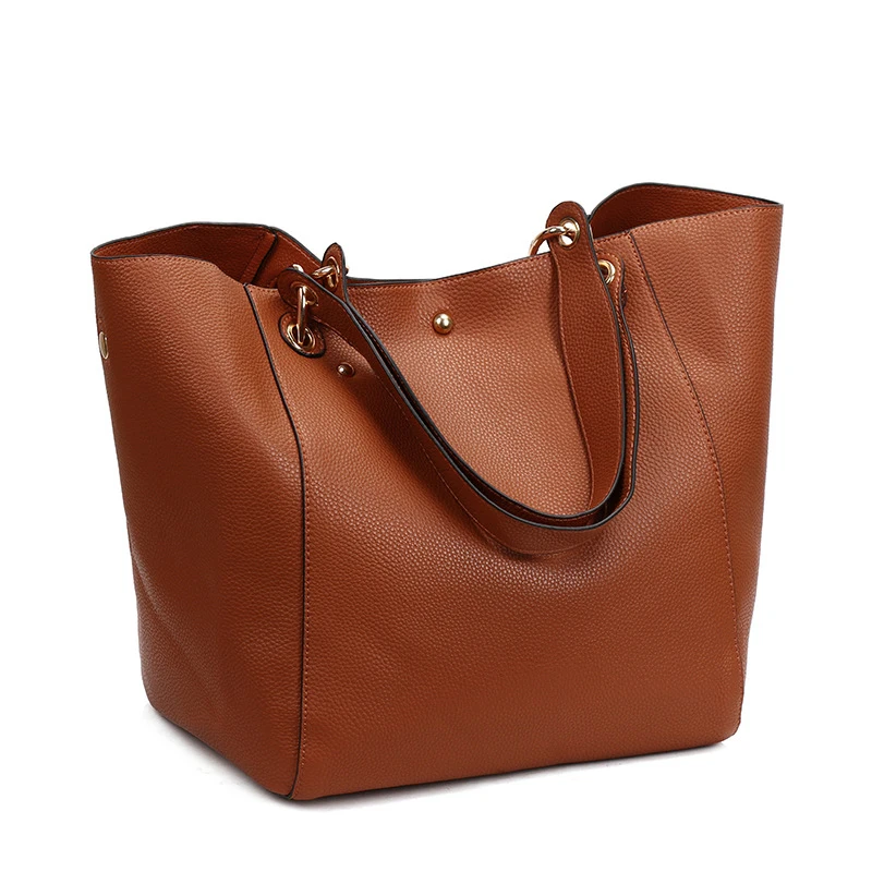 Simple Soft Handbags For Women Fashiong High Quakity Tote Bag Female Lychee Leather Shoulder Bag Shopping Casual Women's Bags