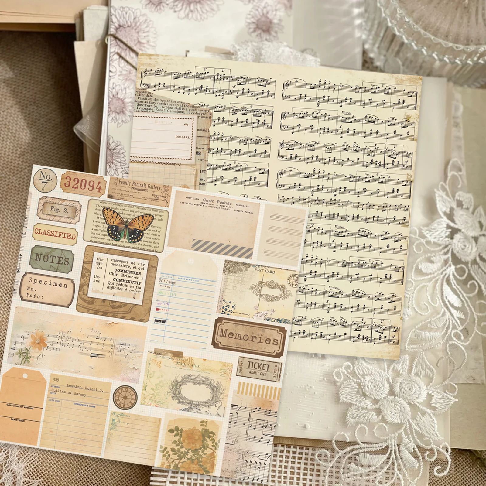 Memory Book Scrapbook Paper 8 Sheets Craft Paper Junk Journal Paper For DIY Album Craft Supplies Vintage Scrapbooking Material