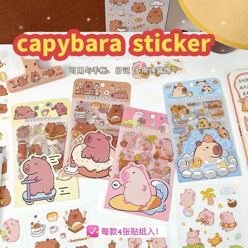 

Aesthetic Children's stickers school scrapbooking supplies Diary Decoration Kawaii stationery supplies capybara stickers pack