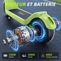 Trottinette électrique T1 pour enfants avec écran LED, 24V 2.6AH, 150W, lumières colorées, jusqu'à 16 km/h, trottinette électrique légère pour enfants 3