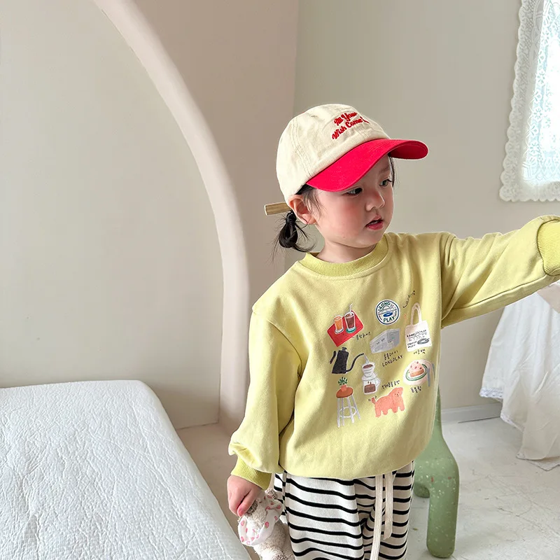 

New Autumn Baby Girls Sweatshirts Fall and Spring Children Hoodies Cartoon Cotton Long Sleeve Sweater Kids T-shirt Clothes