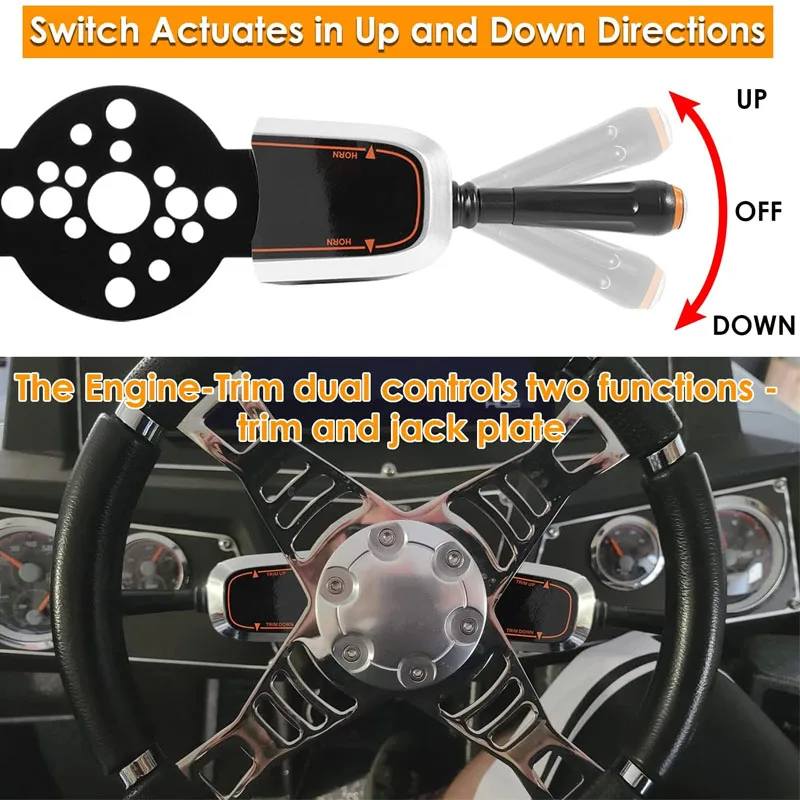 Bezel Control Switch, Blinker Trim Control System Dual Function Fit for Seastar Hydraulic, Cable and Tilt Steering, PT2000-1P/2P