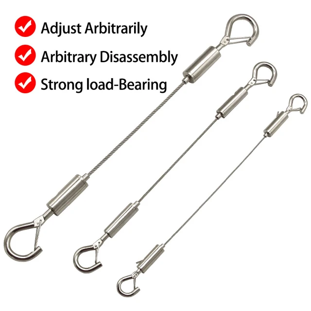 304 Stainless Steel Automatic Wire Rope Spring Hook Adjustable Hanging  Clothesline Tent Guardrail Lock Hardware Accessories - Ropes - AliExpress