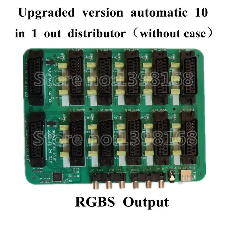 Ultimate Edition EUR Scart Distributor 10 Input 1 Output Automatic RGBS Video Converter Switcher Board for ss/dc/Wii/MD/sfc/ps12