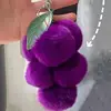 Cute Furry Grape Car Keychain Pendant High Quality Fluffty Plush Fruit Keychain Soft Purse Charm Keyring Bag Hanging ornaments 2