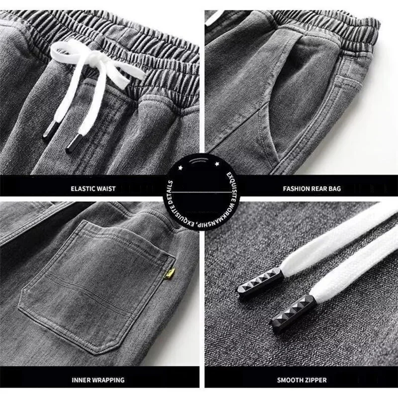 Men Jeans Elastic Tie Up Harem Denim Pants Male Bound Feet Designer Cargo Joggers Denim Trousers Daily Narrow Leg Casual Jeans 5