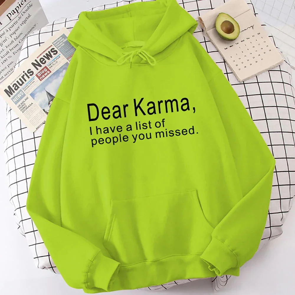 Neue Frauen Männer Hoodies Dear Karma, I Have A List Of People You Mist Gedruckt Tops Casual Harajuku Sweatshirts Lose Pullover – Detail 3