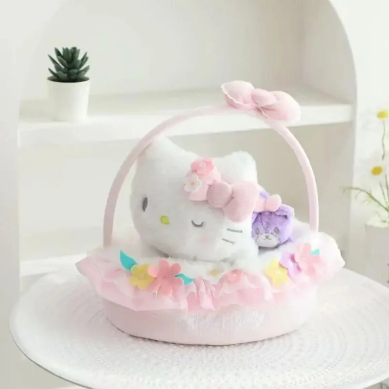 thumbnail image 1 of Dibujos animados Sanrioed Animation Cinnamoroll Hello Kittys Peluche Juguete Ins Girly Heart Kawaii Canasta de flores Muñeca durmiente Regalos de vacaciones, 1 of 4