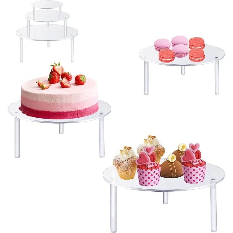 

Acrylic Cake Stand, 3Pcs Round Clear 3 Tier Cupcake Stand Cake Holder for Cupcake Dessert Cake Pizza