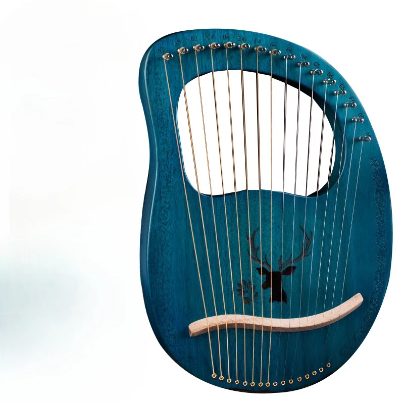 19 String Lyre Harp Wood Harp Metal String Instrument Included Mahogany Cloth Saddle Metal Clean