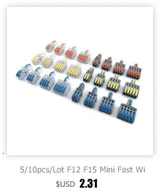 Wire Connector 222-412 2 Pin Splicing Terminal Blocks Led Strip Lighting Electric Quick Connectors Mini Conductor Rail Conector