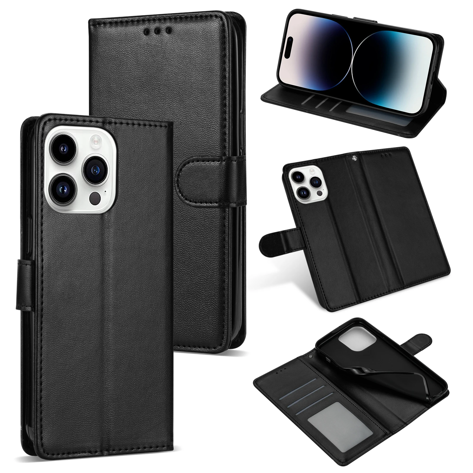 Premium PU Leather Flip Wallet Cover with Card Slots