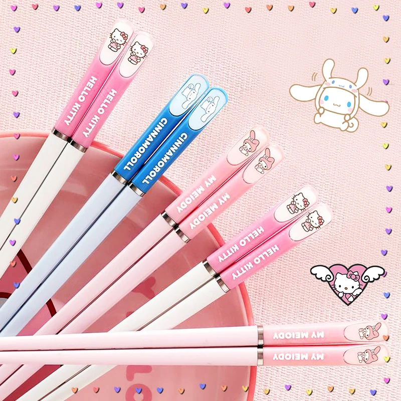 

Sanrioed Chopstick Kawaii Alloy Home Cartoon Tableware Practical Delicate My Melody Hello Kitty Cinnamoroll Cute Kids Girls Gift