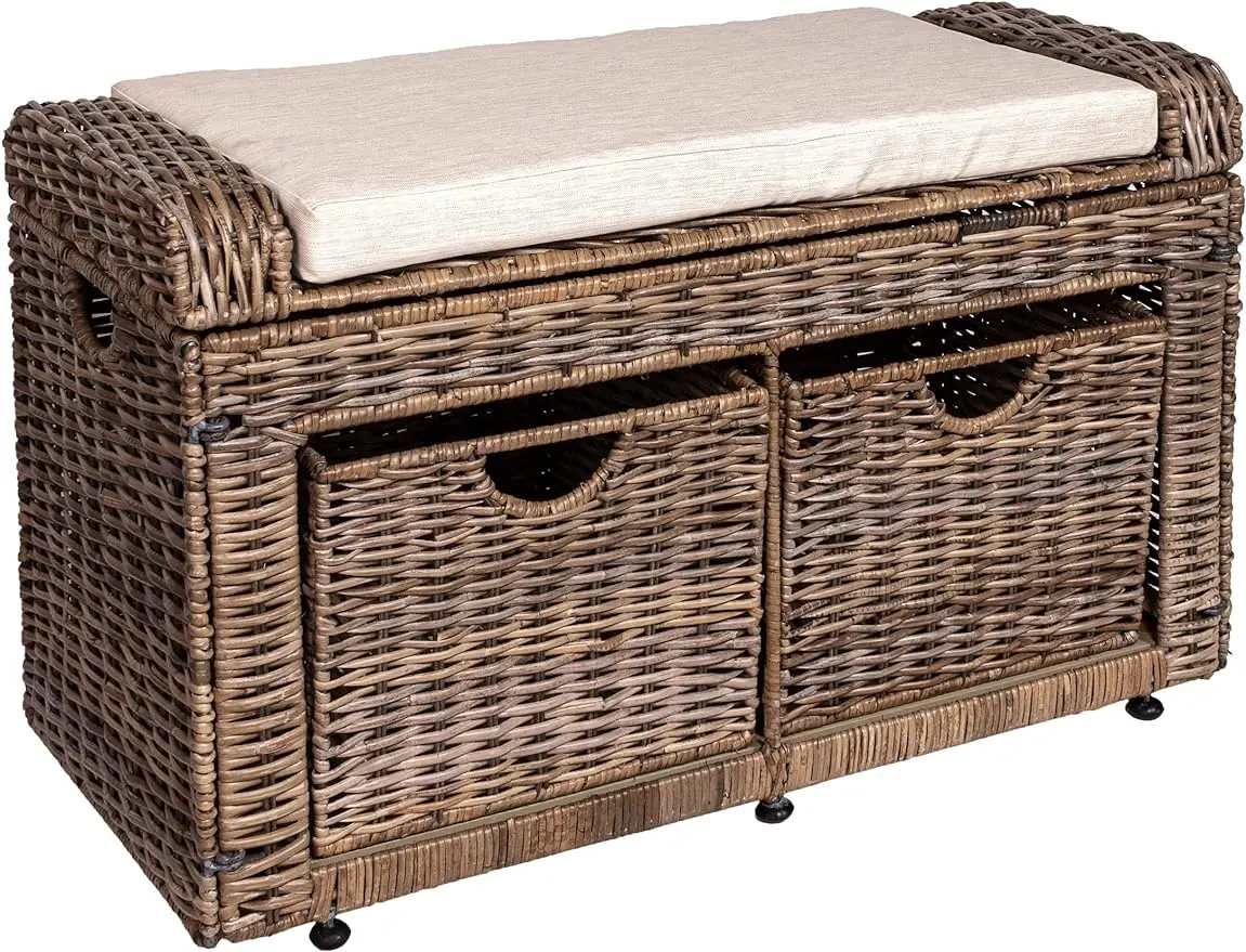 

Happimess HPM9104A, плетеная скамейка для хранения 34,50 дюймов, с 2 выдвижными ящиками