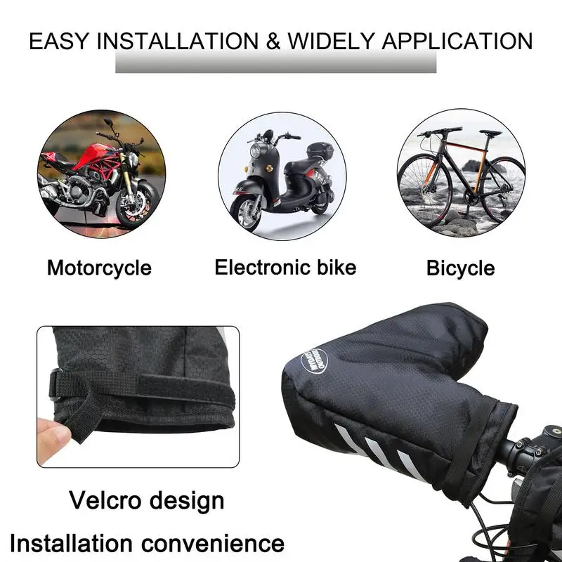 Bicycle Handlebar Warmers Mittens Winter Cycling Motorcycle Reflective Handlebar Muffs Windproof Waterproof Bike Handlebar Cover 5