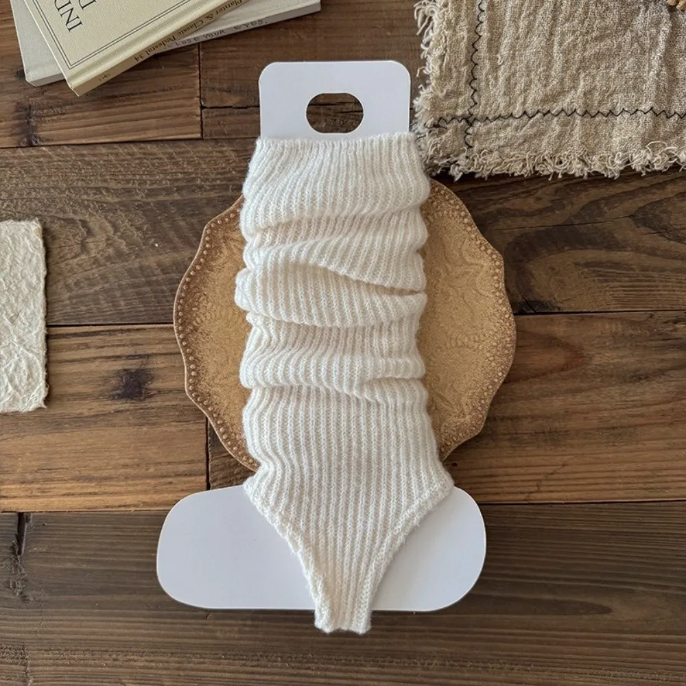 New Solid Color Leg Warmers Knitted Bow Thickened Middle Tube Socks Harajuku Boot Covers Women Dance Ballet Stocks
