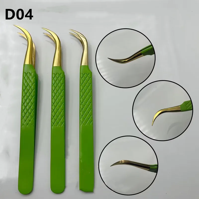 Lashes Tweezers Stainless Steel Eyelashes Tweezers Eyelash Extensions Green Eyebrow Removal Tweezers Precision Tweezers Eyebrow 5