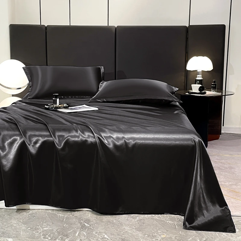 Luxury Satin Flat Sheet, Solid Color Bedsheet, Soft, Comfortable, Single, Double, Twin, King Size Bedding 230x250cm/180x230cm 5