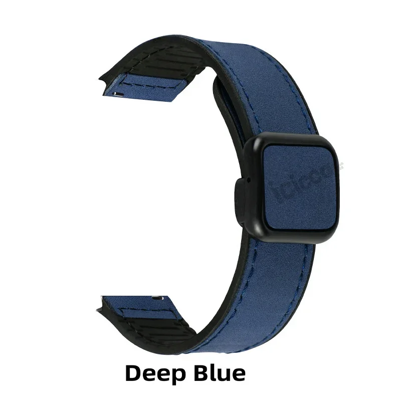 Correa de Silicona y Cuero con Hebilla Magnética Plegable para Reloj Inteligente