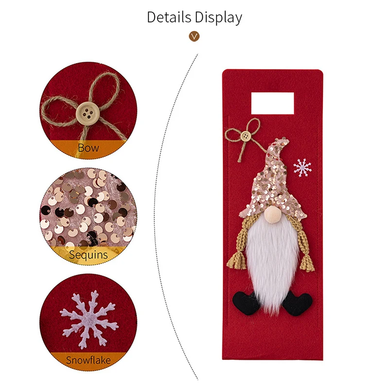 Christmas Rudolf Wine Bottle Cover Party Decoration Dwarf Wine Bottle Decor For Home Xmas Ornaments Happy New Year Supplies