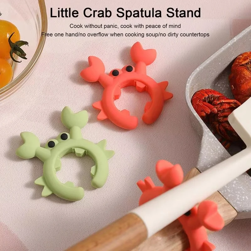 Creative Multifunctional Silicone Crab Utensil Holder Spill Resistant Crab Stove Spatula Rack Multi-Purpose Spatula Rack