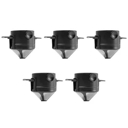 Foldable Stainless Steel Reusable Pour Over Coffee Dripper (5Pcs Black)