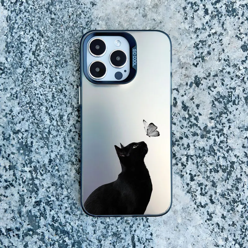 Black Cat Personality Shockproof Laser Back Phone Case