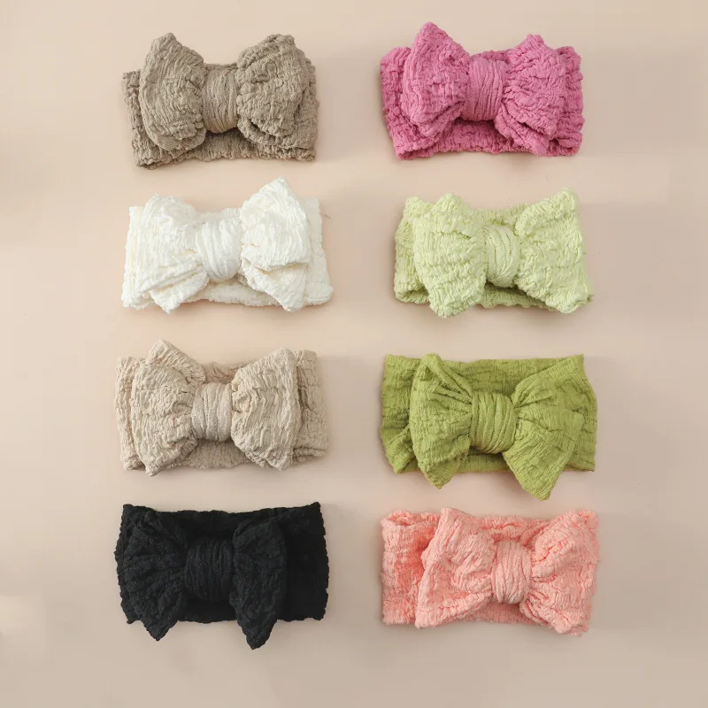 DIY Oversized Bow Headband For Children High Stretch Crape For Boys And Girls Baby Wide Edge Double Knotted Headband For Babies