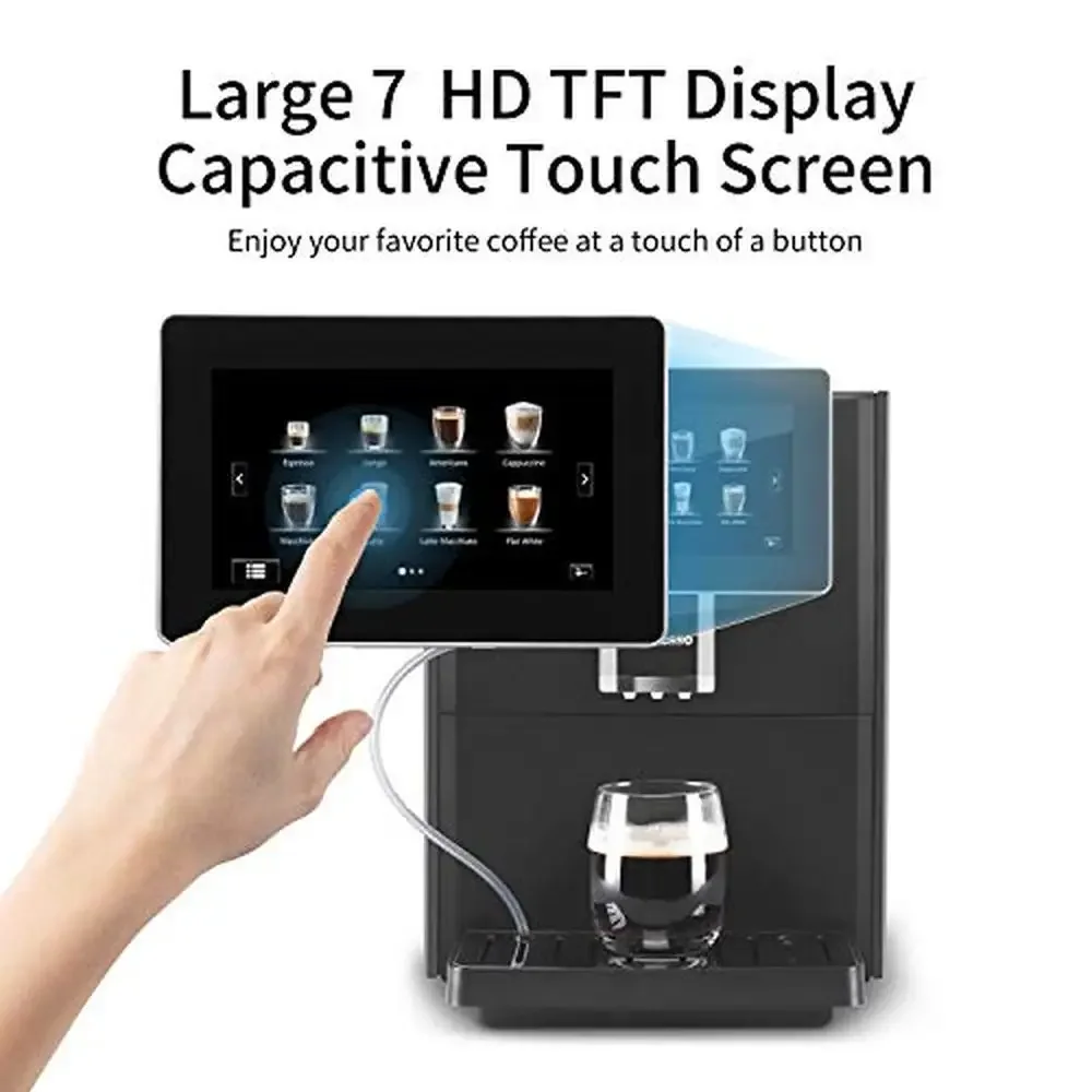 Super Automatic Espresso Machine 7" HD TFT Touchscreen Milk Frother 19 Bar Pressure 3