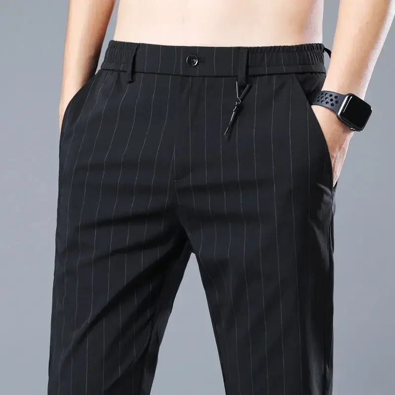 thumbnail image 1 of Pantalones de traje para hombre de talla grande y enfriamiento, pantalones grises de seda de hielo para hombre, ropa de trabajo clásica china de lujo para hombre, ropa de primavera barata, 1 of 5