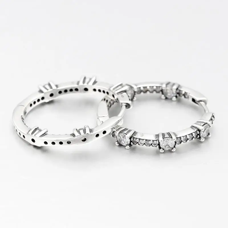 2022 Authentic 925 Sterling Silver Earring Sparkling Star Blue Gem Golden Heart Halo Stud Earrings Women Jewelry BirthdayGift