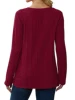 Women's knitted sweater V-neck versatile top long sleeve 2024 autumn and winter style wine red loose inner T-shirt 4