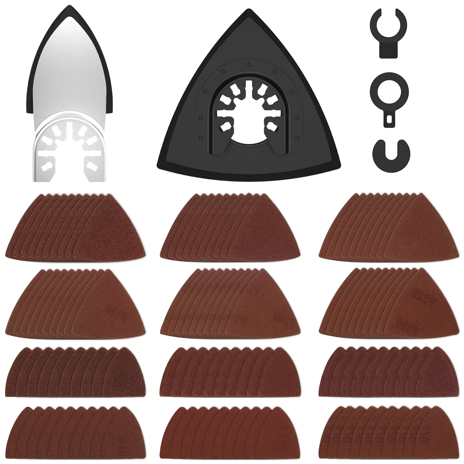 진동 도구 샌딩 패드 키트 및 루프 삼각형 샌딩 패드, 다목적 손가락 사포, 122 개