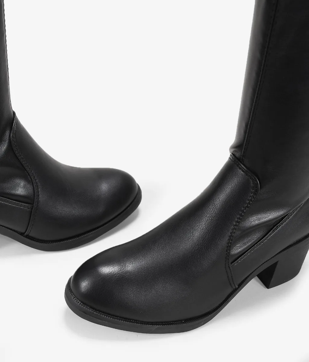 BOSANOVA zapatos mujer Botas negras de caña alta por encima de la rodilla  con ligero tacón. Cierre con cordón.| | - AliExpress