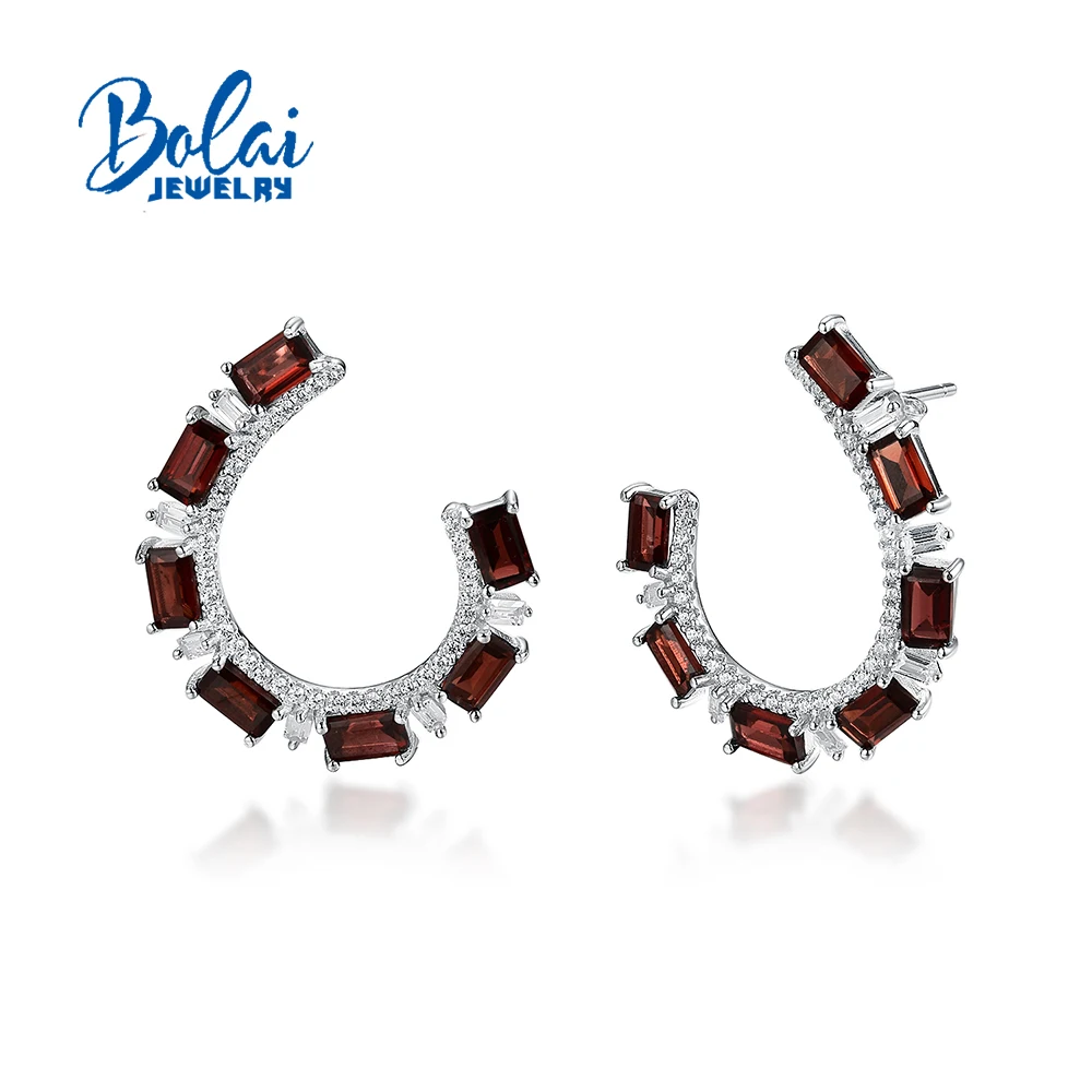 

Classic design Red Garnet Earring Natural gems paired with sterling Silver 925 for ladies anniversary party banquet gift jewelry