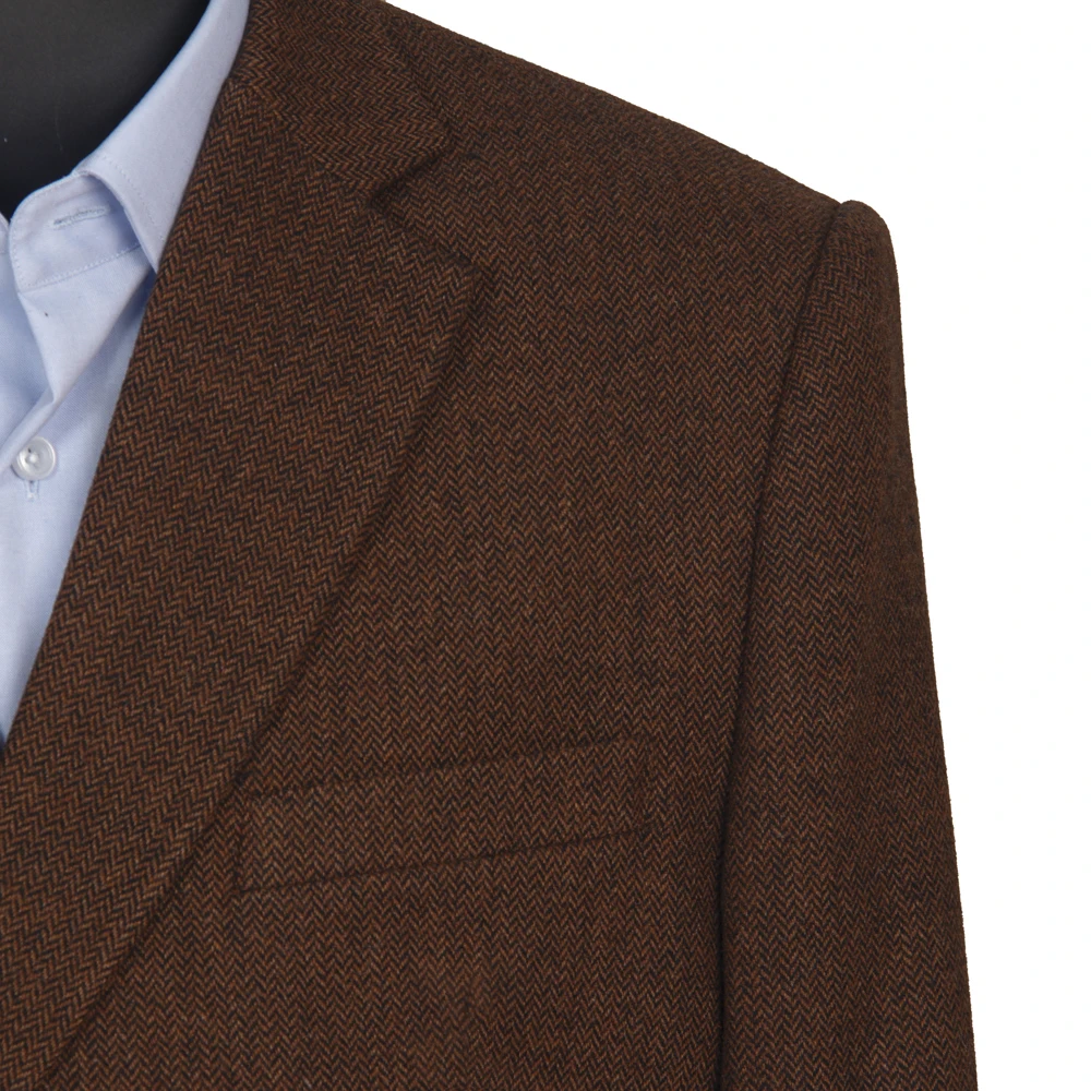 2023 NEW Fashion Tweed Jacket Dark Coffee Brown Herringbone Tweed Blazer Tailor Made Jacket Custom Made  Warm Slim Winter Blazer