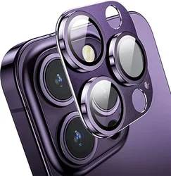 Premium Metal Glass Camera Lens Protector - Full Cover Lens Shield - iPhone 17 Pro Max (Dark Purple)