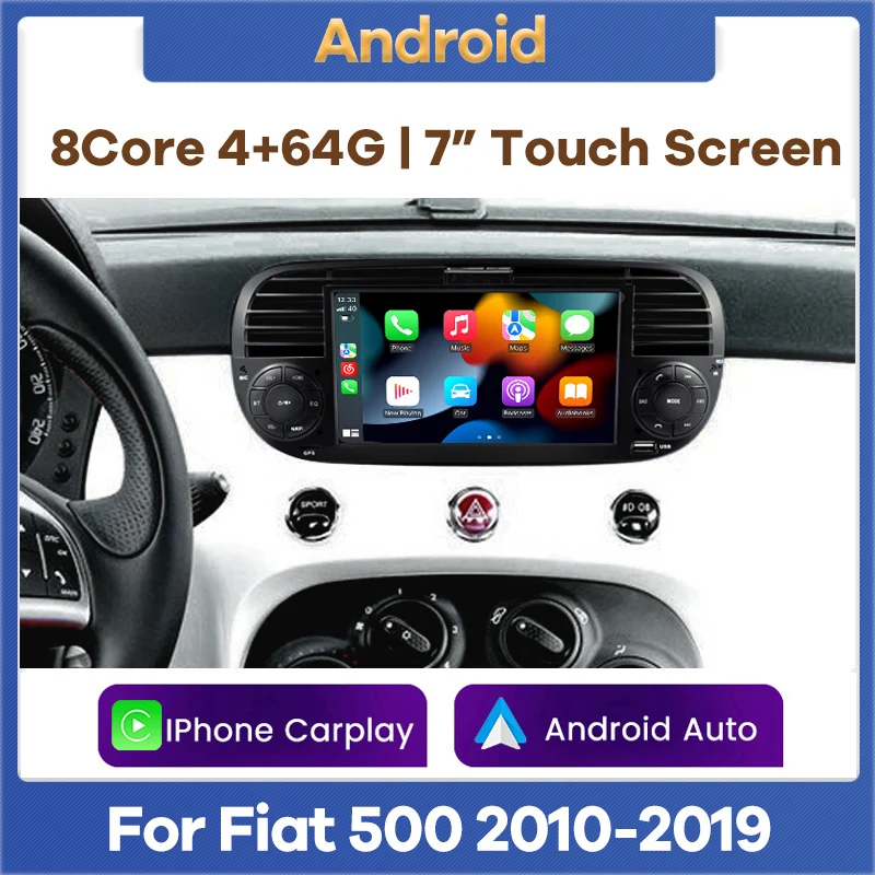 7 "Android Car Multimedia Player Radio Navigazione Gps Per Fiat 500 2010-2019 Auto Stereo Video Carplay Touch Screen Head Unit